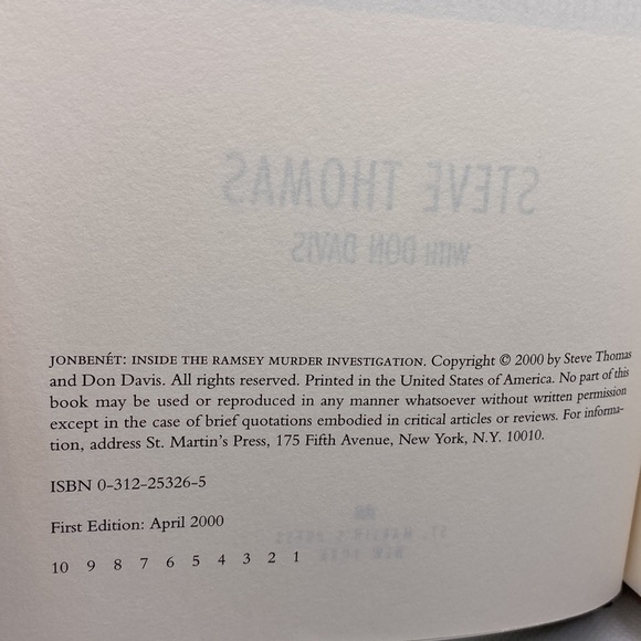 JonBenet: Inside the Ramsey Murder Investigation Hardcover by Steve Thomas - Picture 7 of 12
